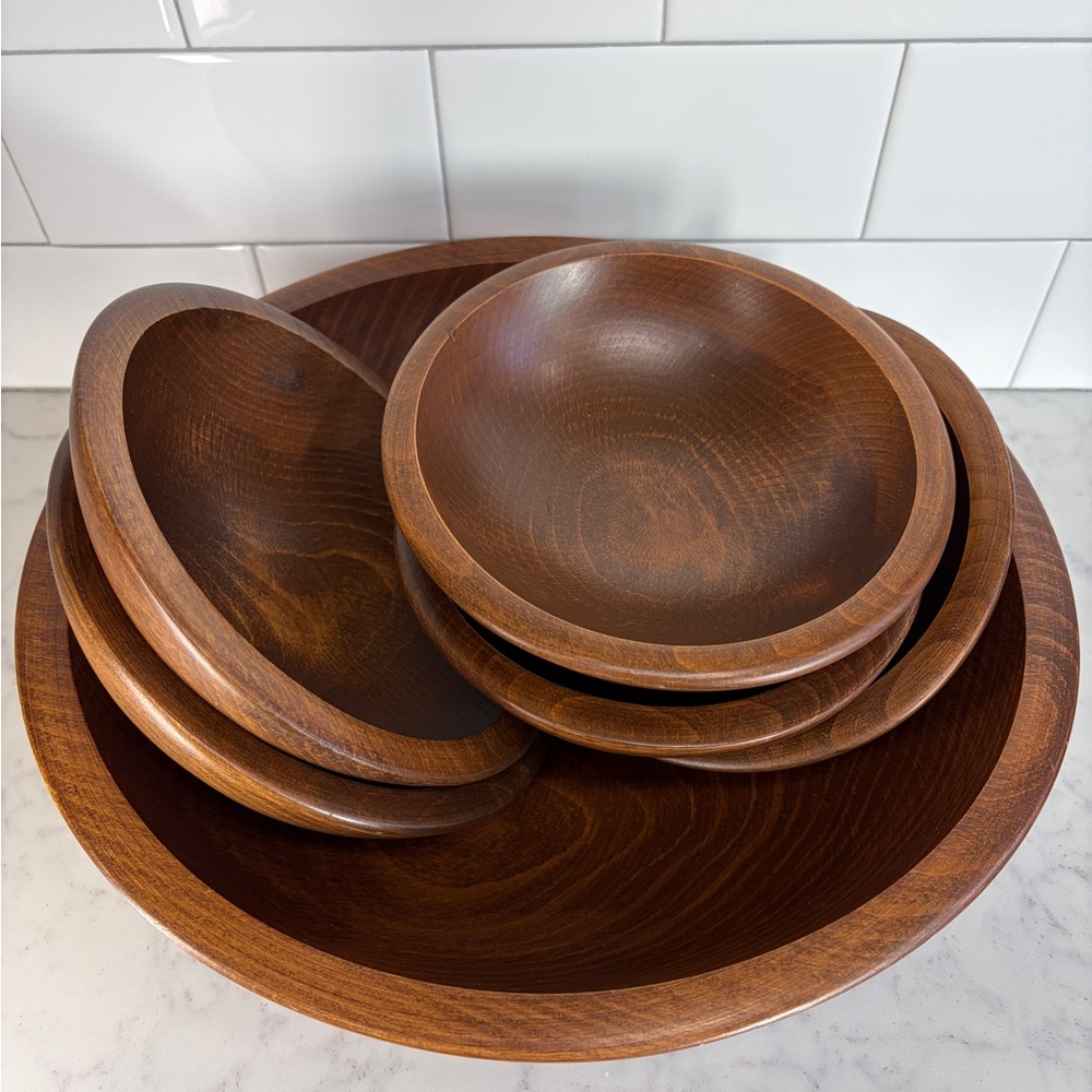 Vintage Made in USA Wooden Bowl Set